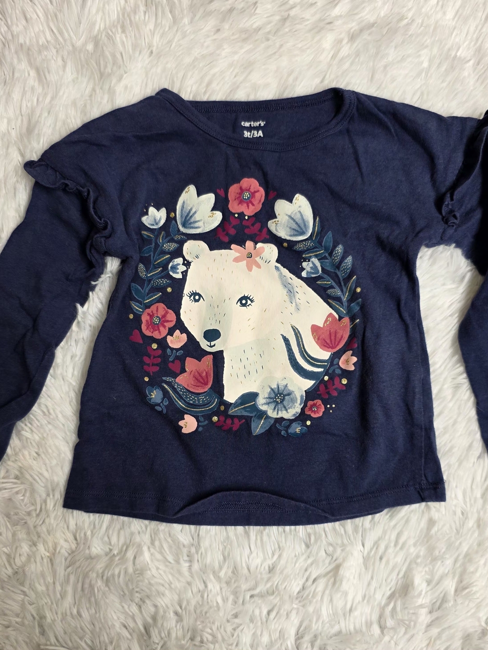 Carter's Navy Bear and Floral Long-Sleeve Tee